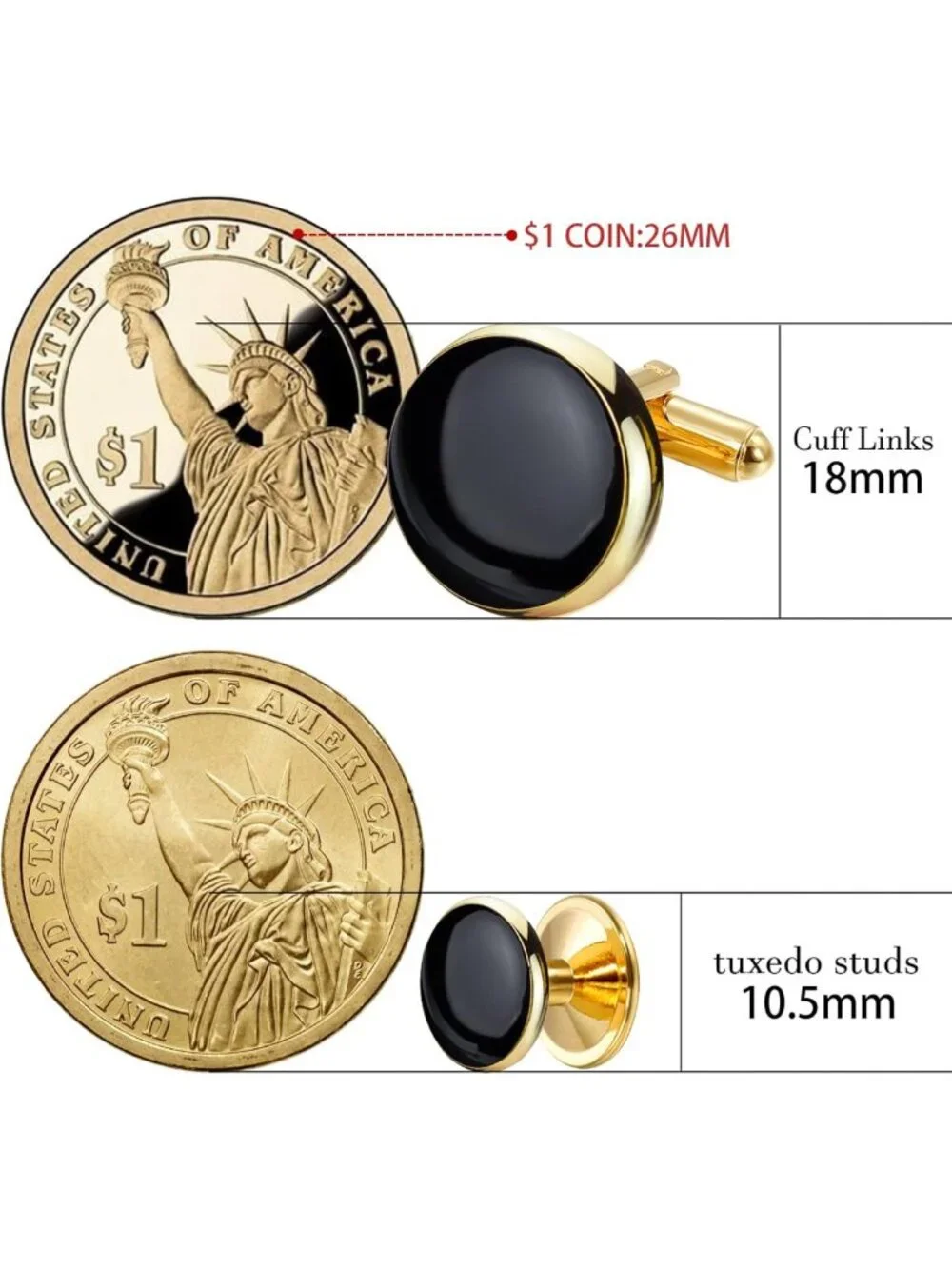 Elegant Men's Cufflinks & Tuxedo Studs Set with Gift Box - Perfect for Weddings